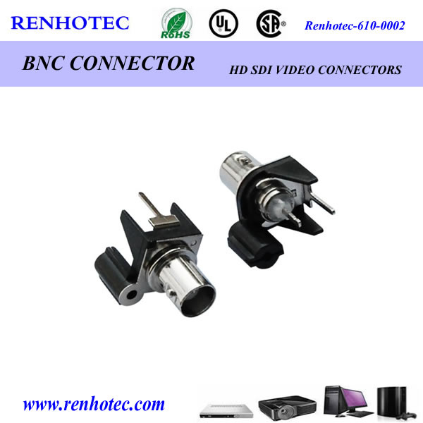 Straight BNC Connector Jack Black Plastic Housing