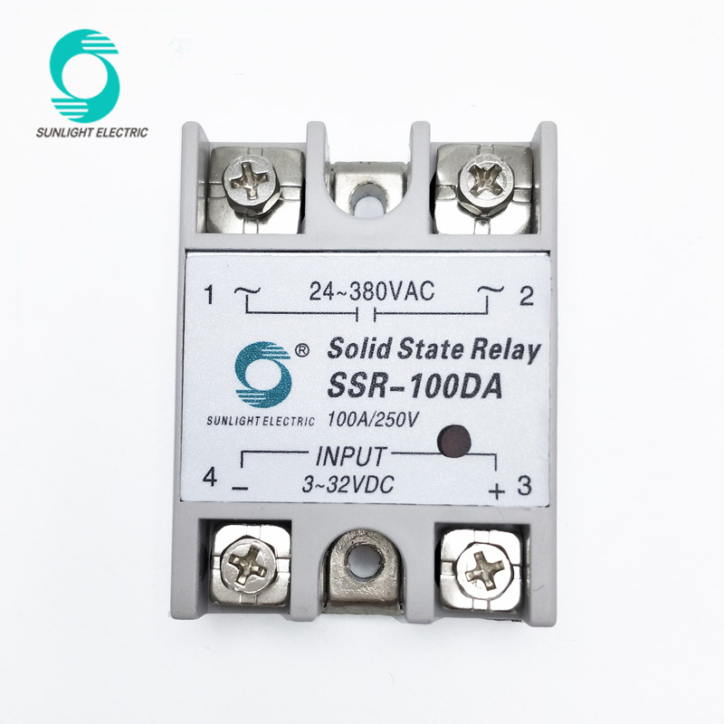 Ce Approval 100AMP 3-32VDC to 24-380VAC SSR-100da Single Phase AC-AC SSR Solid State Relay