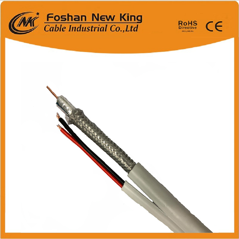 75 Ohm High Braiding Coaxial Cable Rg59 with Power Cable