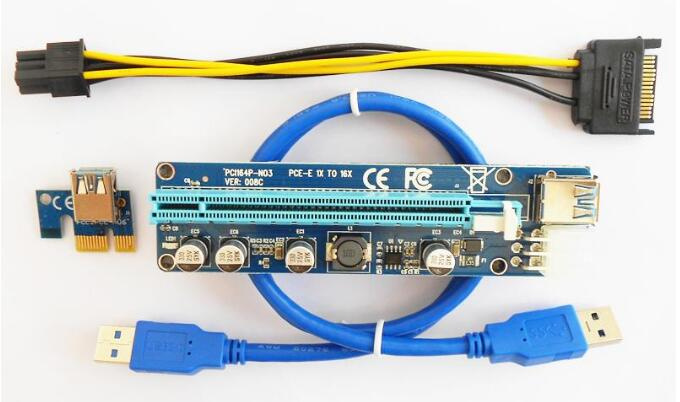 008c PCI-E 1X to 16X Extension Adapter Card GPU Riser