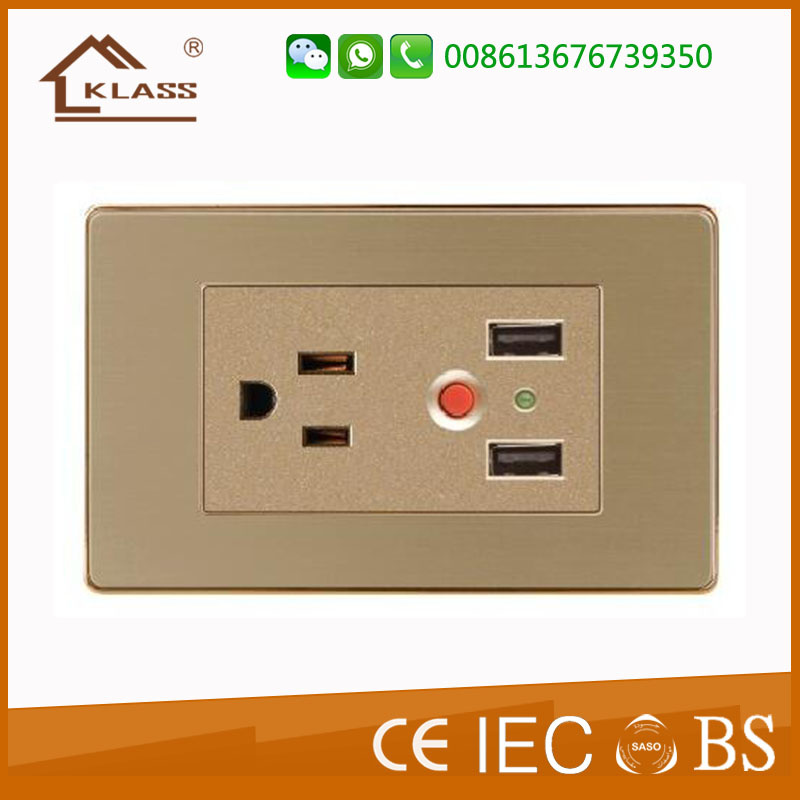 Chile Uruguay Suriname 3pin Wall Socket with USB Charger