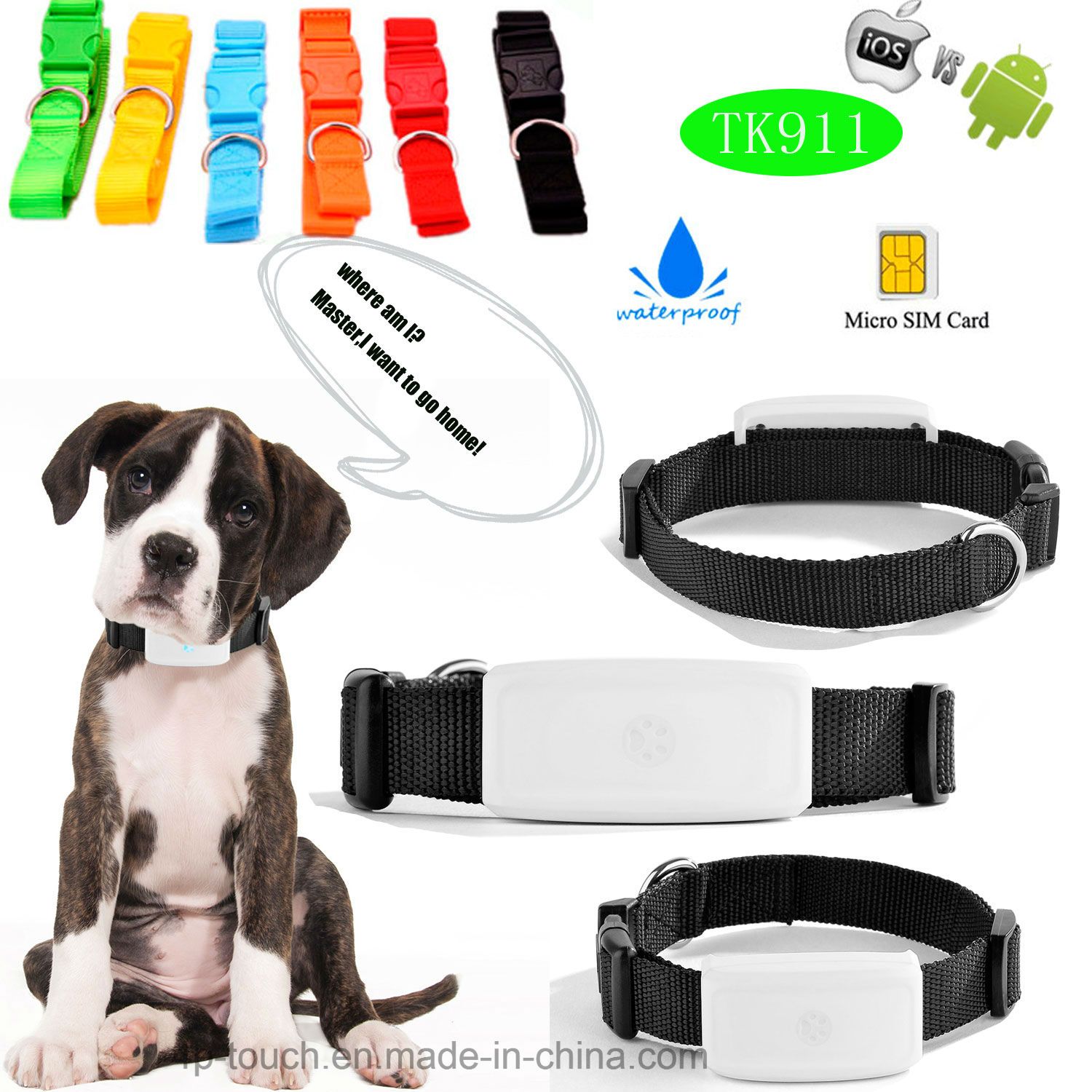 Waterproof IP 67 Pet GPS Tracker with Geofence Tk911