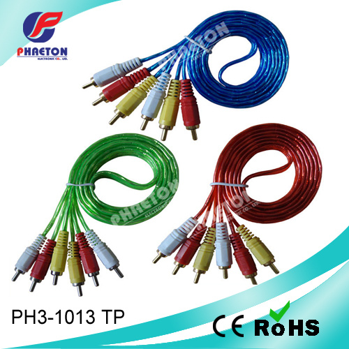 RCA Cable 3RCA 1.5m Transparent Wire AV Cable