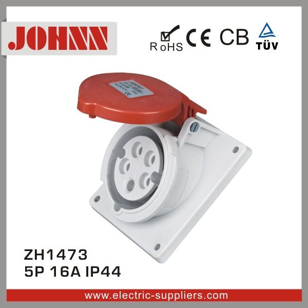 IP44 5p 16A Slopping Panel Socket for Industrial