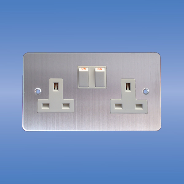 British Standard 1 (2) Gang Switched Socket, Single (Double) Pole Switched Socket (Flat Brushed Brushed Range)