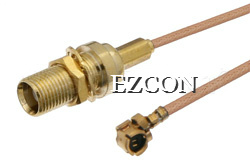 Umcx Plug to Reverse Polarity MCX Jack Bulkhead Cable