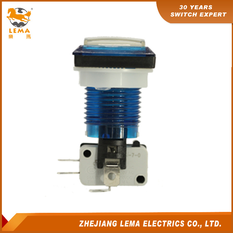 Electrical Square Push Button Switch Blue Pbs-008