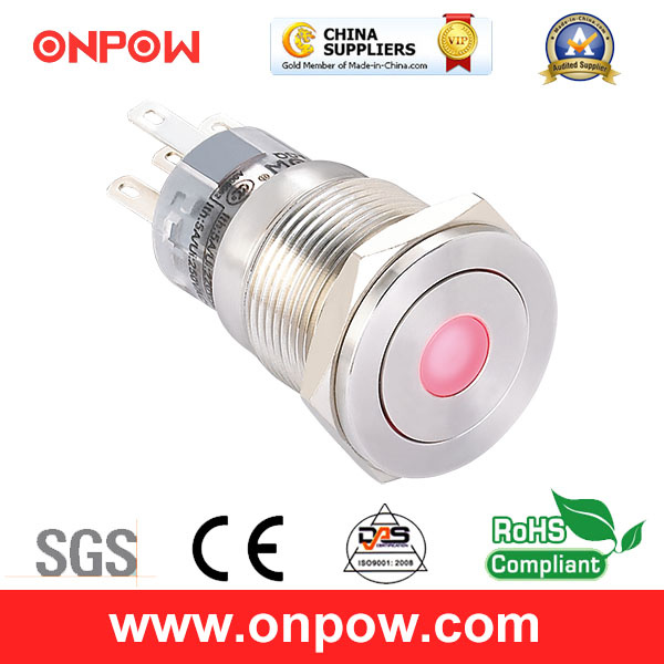 Onpow 19mm Push Button Switch (LAS1-AGQPF-11D/G/12V/S, CE, UL, CCC, RoHS)