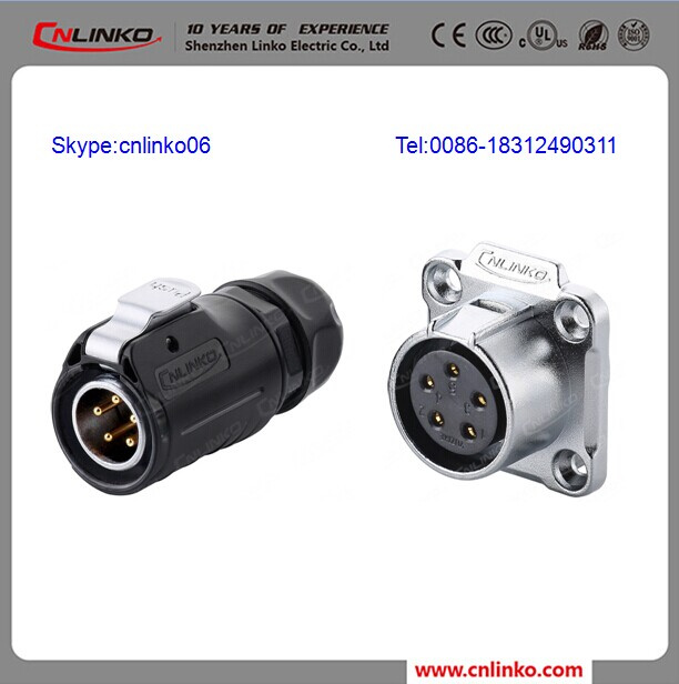 Power Connector Plug and Socket 5 Pins Female Panel Mount Connector