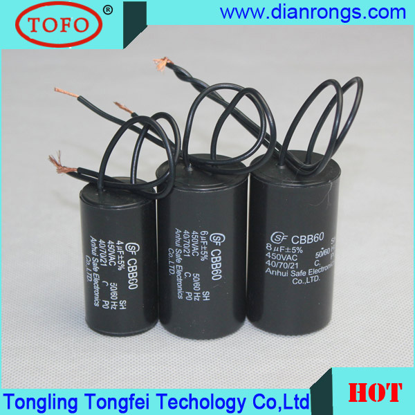 Motor Run Plastic Case Cbb60 Capacitor with High Capacitance
