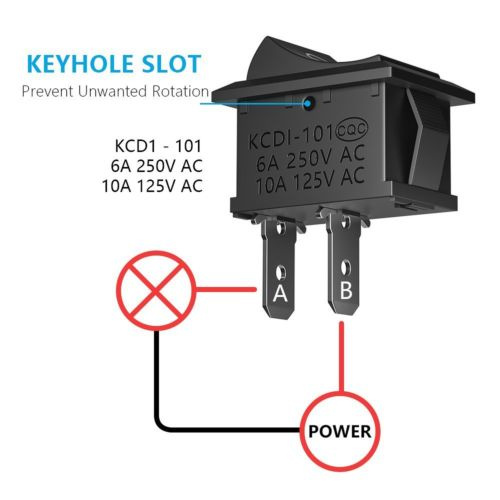 Kcd1 White 2p on off Rocker Switch