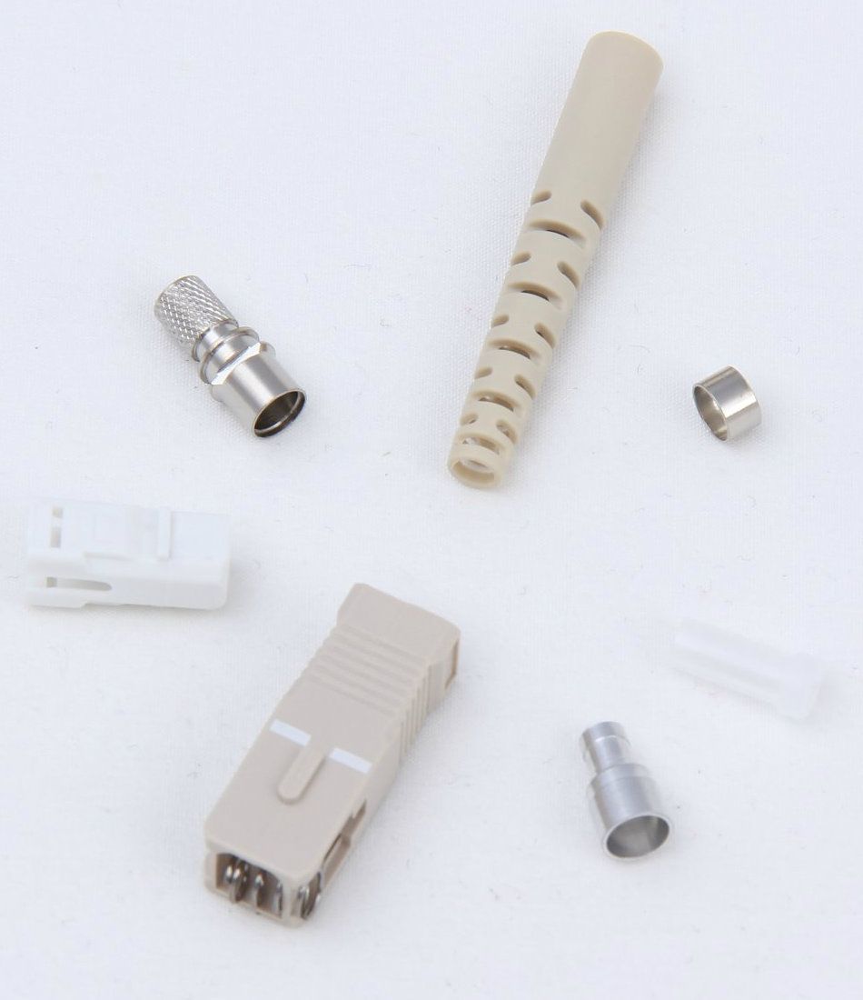 Sc Simplex 3.0mm Fiber Optic Connector with Beige Slotted Boot
