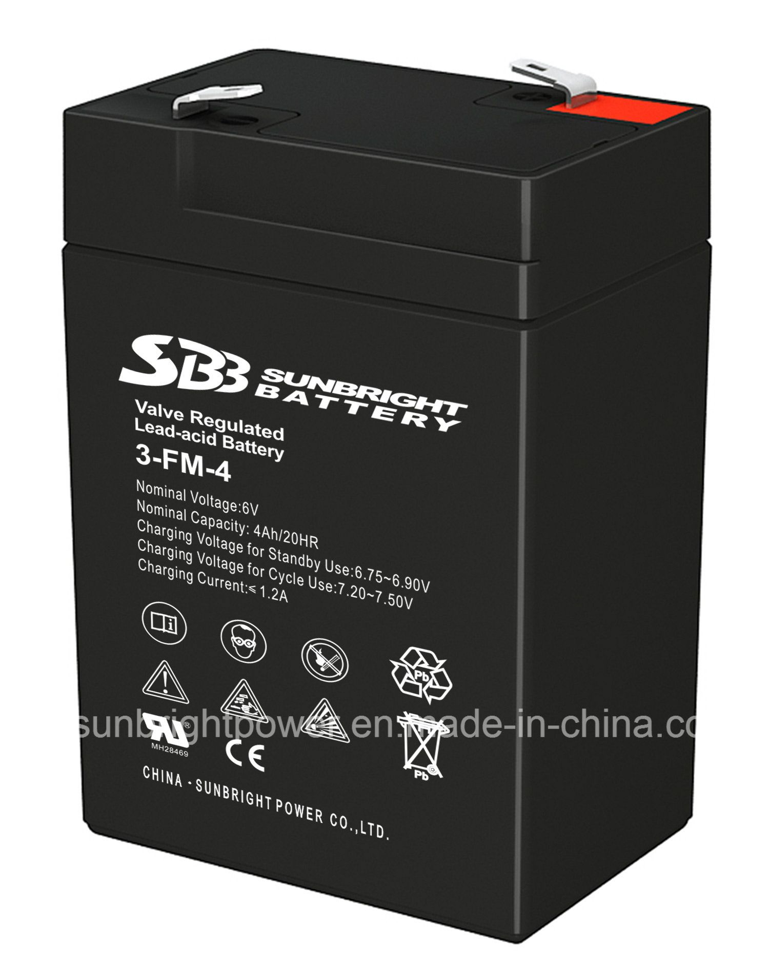SBB Security Alarm System Battery 6V4ah with CE RoHS UL