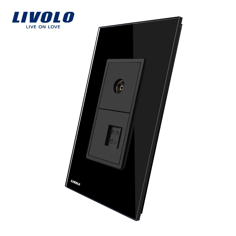 Livolo Us/Au Standard TV&Telephone Socket with Glass Panel Vl-C591vt-12