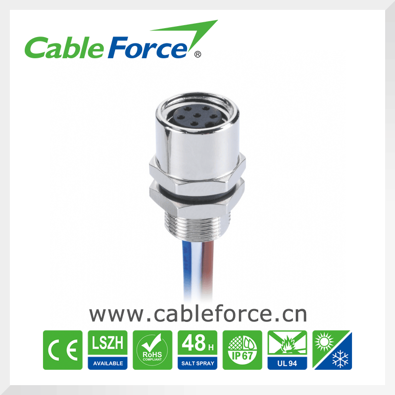6pin Female M8 Panel Mount Circular Wire Connector for Industrial Camera with Wires