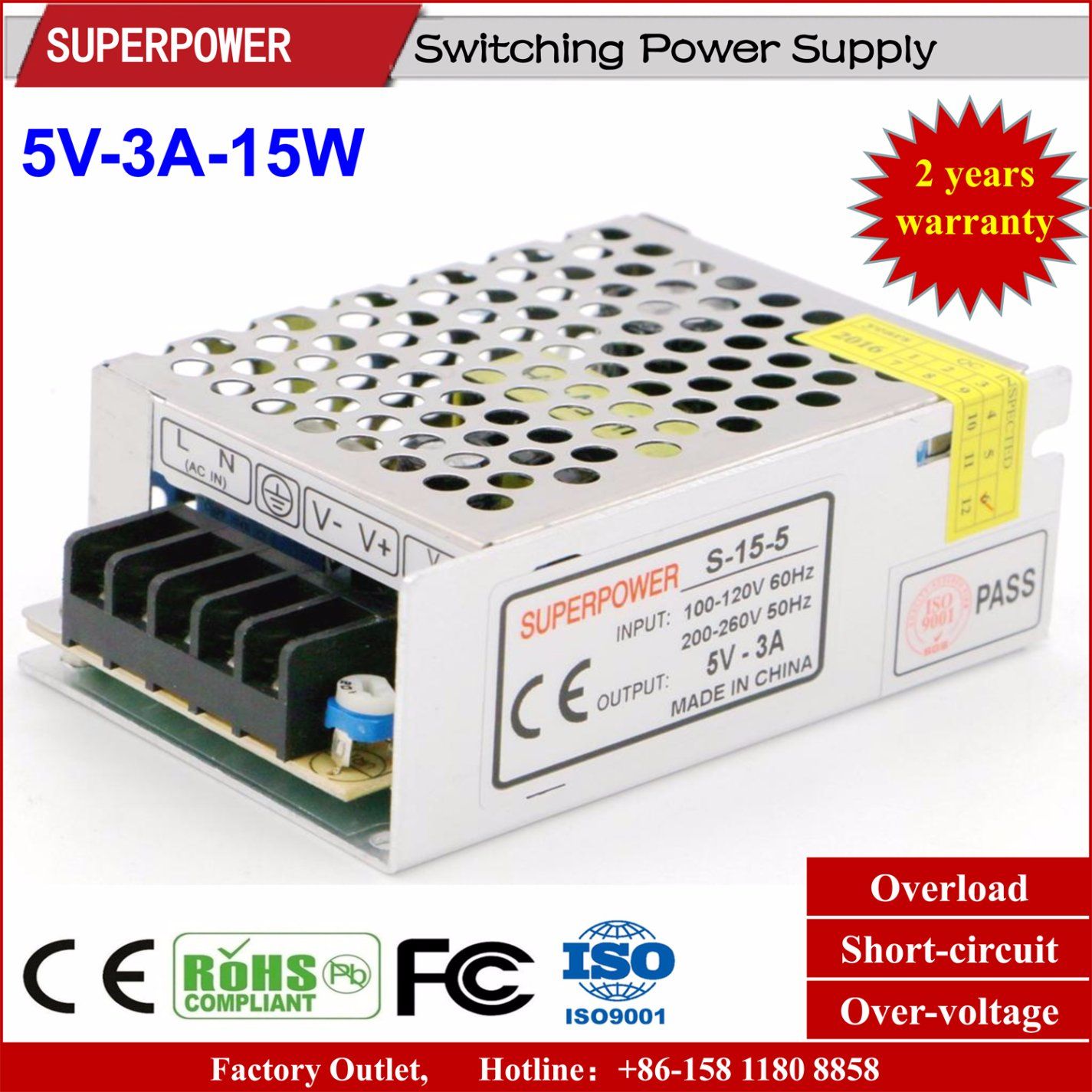 5V 3A 15W Switching Power Supply for LED Display Screen