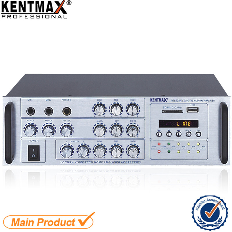 20W Aluminum Panel Grey Mini Amplifier with LED Display (AV-632)