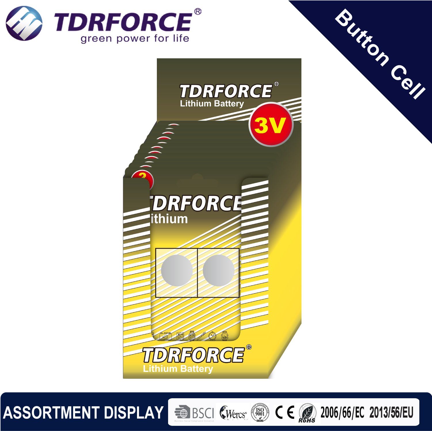 3V Cr Buttom Cell Lithium Battery with BSCI for Fidget Spinner (CR 2PCS)