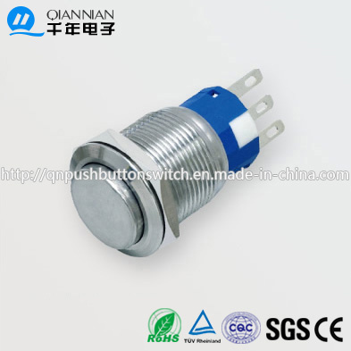 19mm 1no Nc/2no 2nc Resetable Self-Locking High Flat IP67 Ik10 Push Button Switch