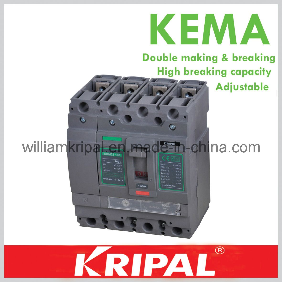 160A 4p High Breaking Capacity Circuit Breaker MCCB