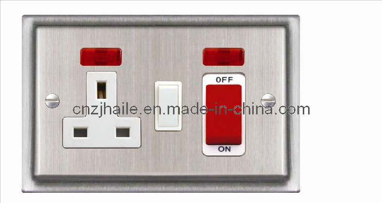 British Standard Switch+Neon+Switched Socket Cooker Unit