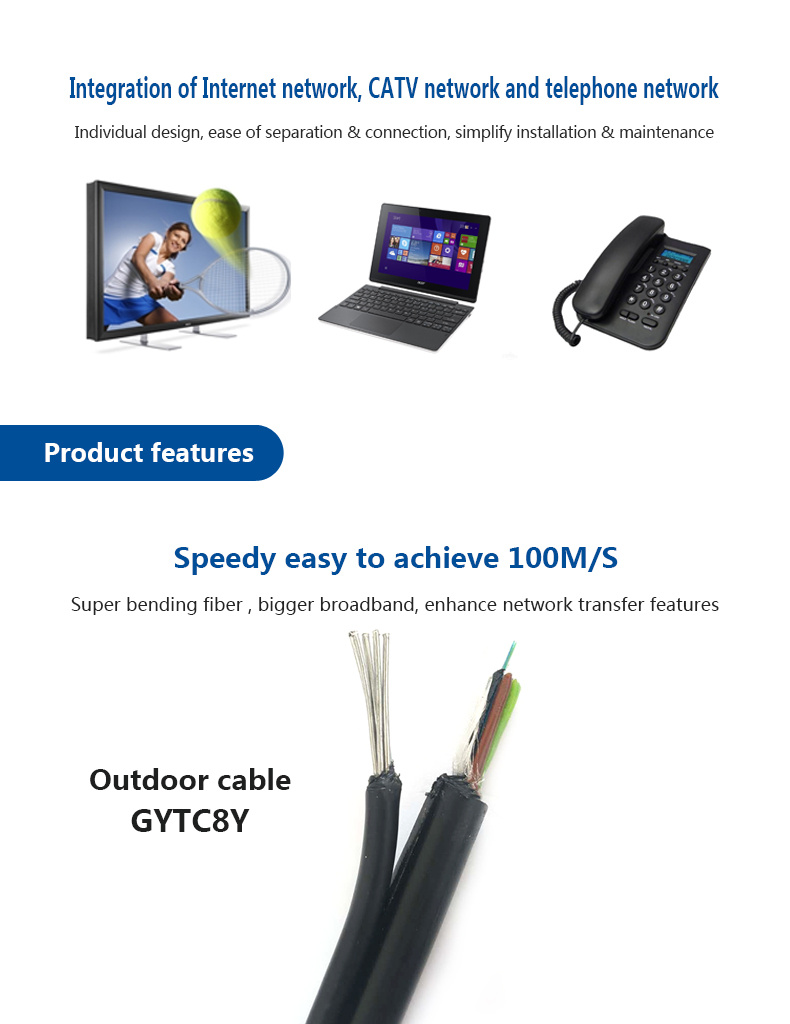 China Self-Supporting Optic Cable of FTTH Gytc8y