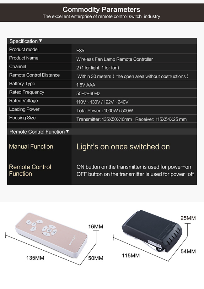RF Remote Switch for Smart Home with Ce and RoHS