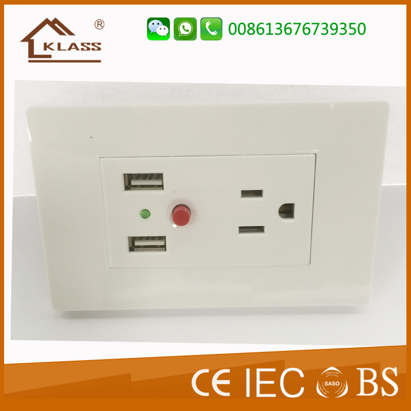 3pin Wall Socket with 2-Port USB Charger for Mobile Phone