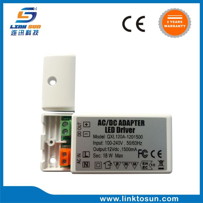Constant Current 18W 12V 1.5A LED Driver Without Flicker for LED Panel Light