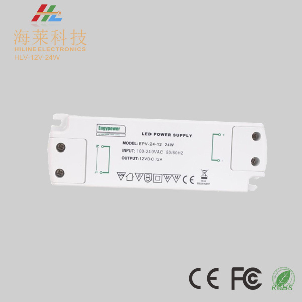 12V 24V 24W Plastic Linear IP20 Indoor LED Driver