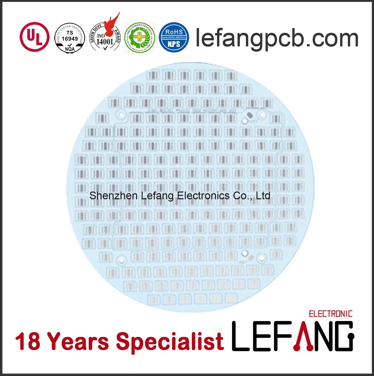 1oz / 2oz / 3oz Copper Base Round PCB for LED Spotlight