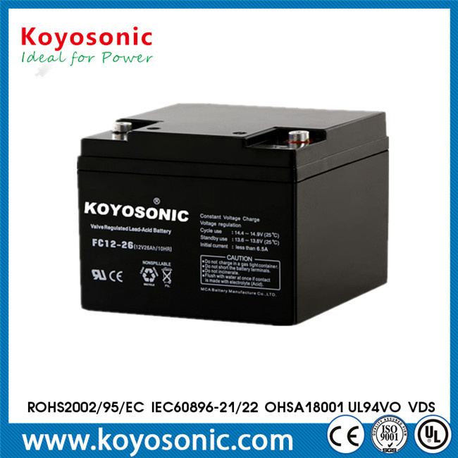 VRLA Rechargeable AGM Battery 12V 26ah for UPS/CCTV System