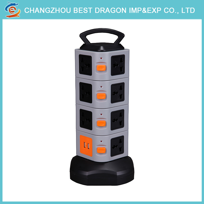 Home Four-Layer Vertical Multi Power Portable Extension Socket with Take-up Spool