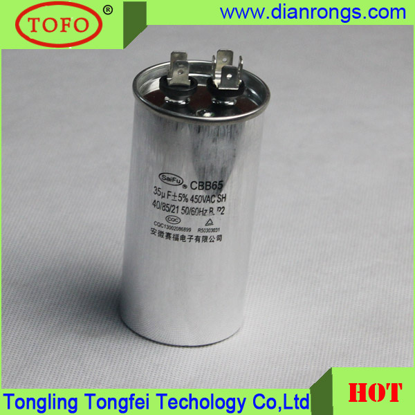 35UF Cbb65 Metallized Polypropylene Film Capacitor for AC