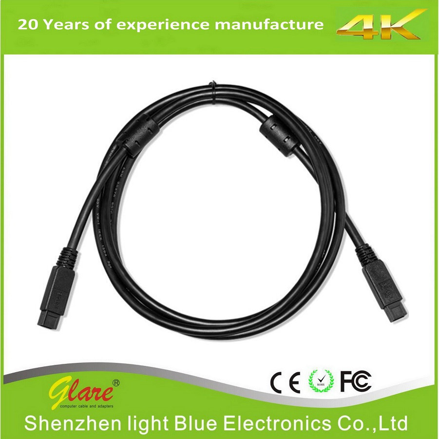 Black IEEE 1394 Firewire 800 to Firewire 800 Cable