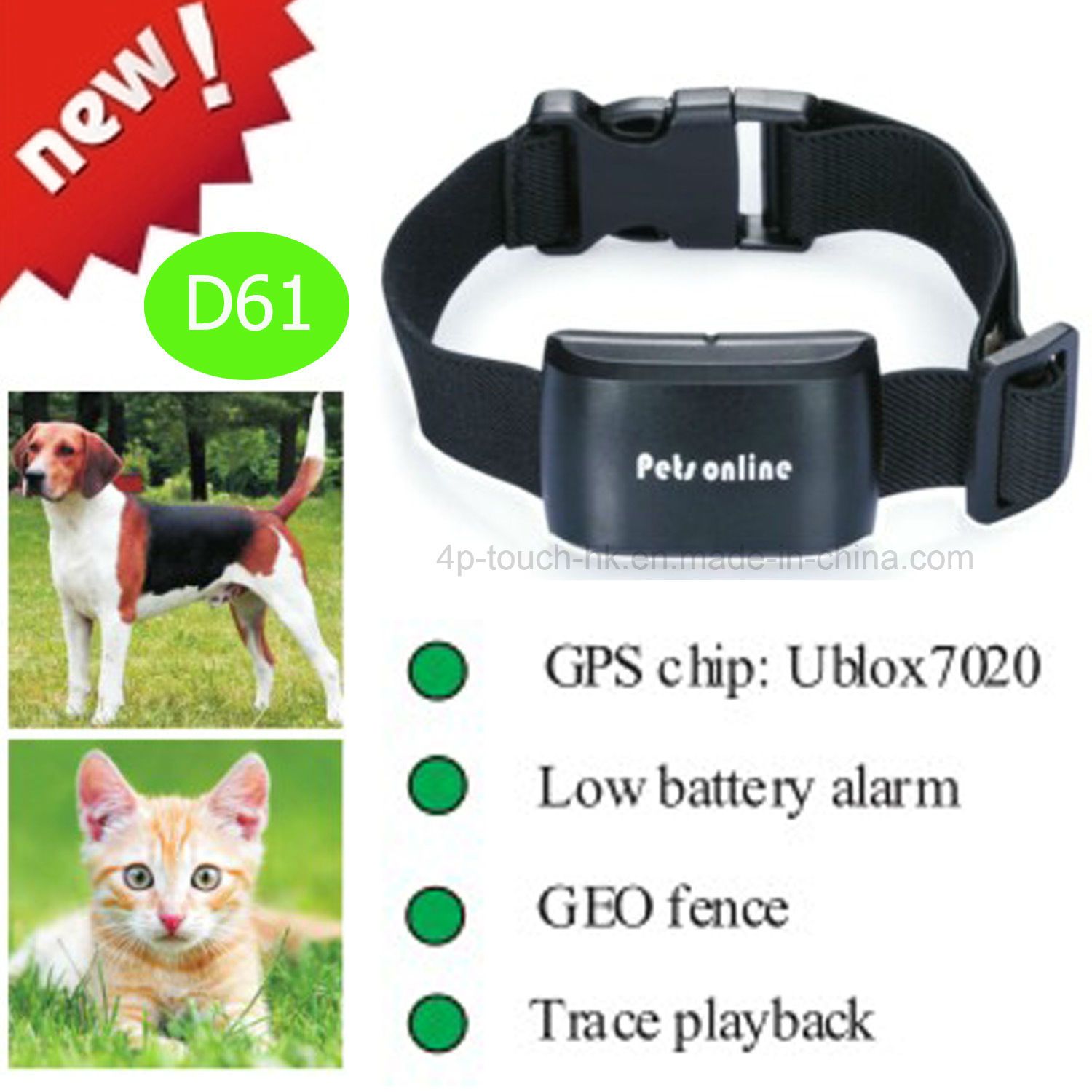Pets GPS Tracker with Waterproof IP67 (D61)