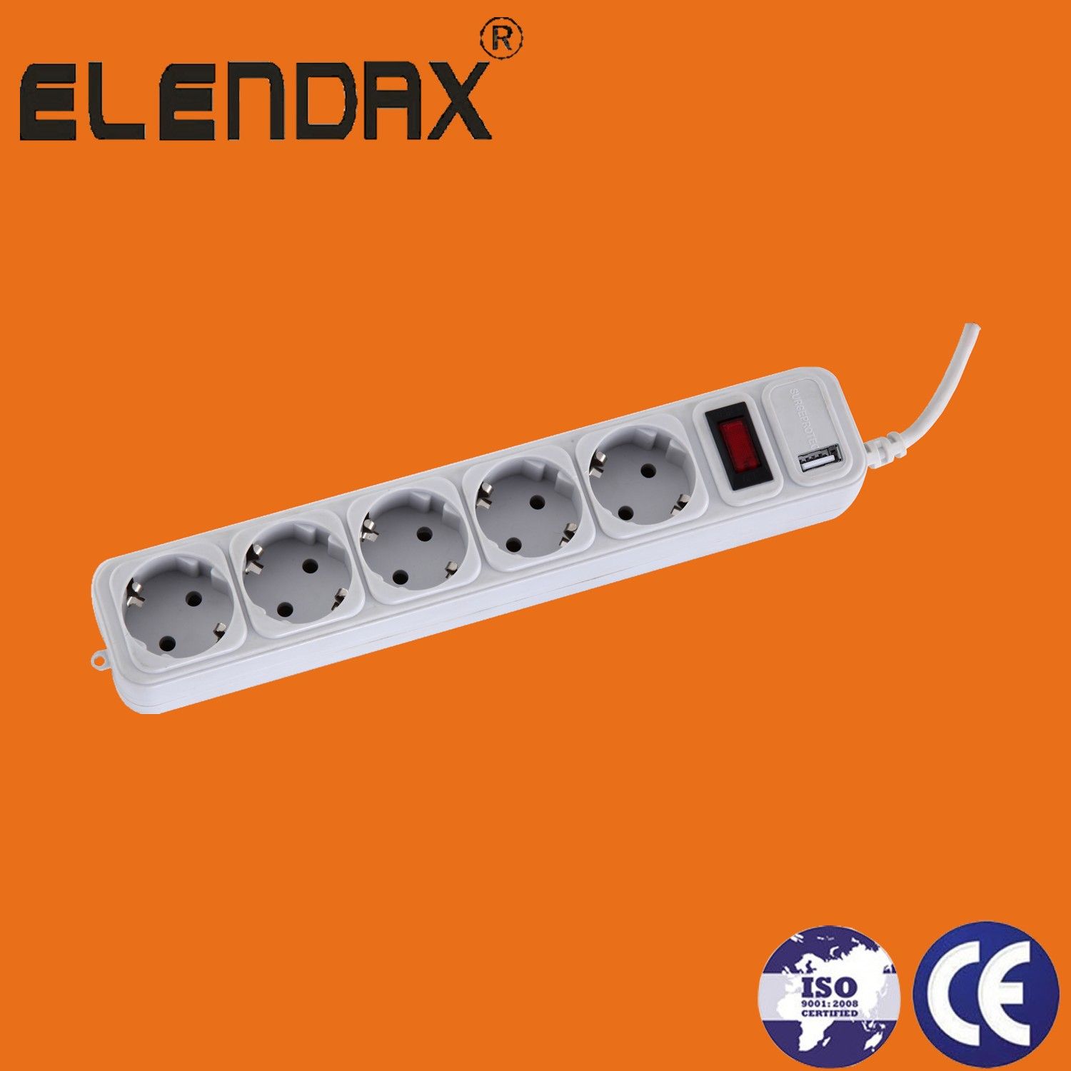 5 Way/Multiple So⪞ Ket Outlet with USB (e&⪞ apdot; 005ES-USB)
