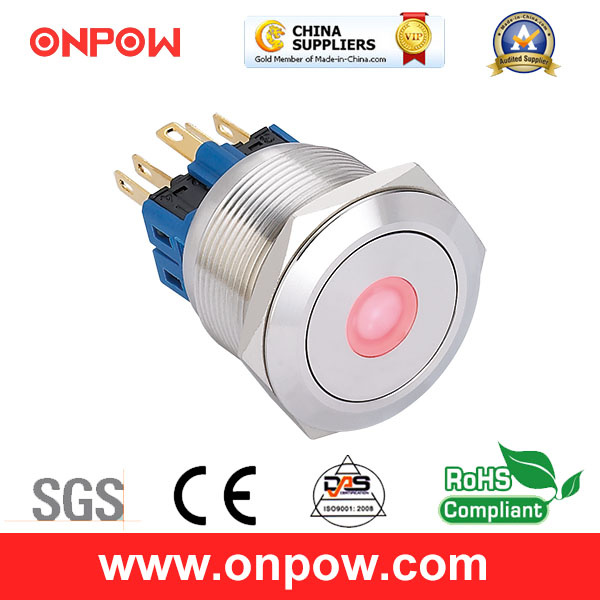 Onpow 25mm Push Button Switch (GQ25-11D/R/12V/S, CE, RoHS Compliant)
