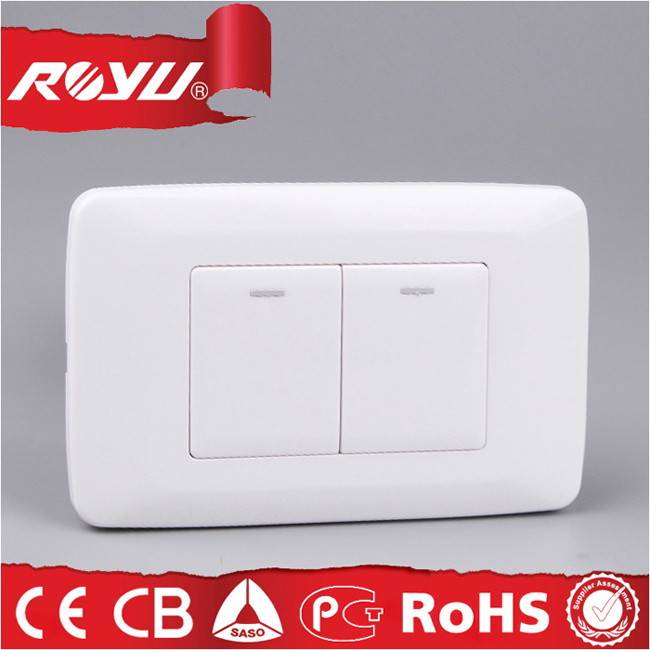 New Design Illuminated 2 Gang Electrical Wall Switch for Home