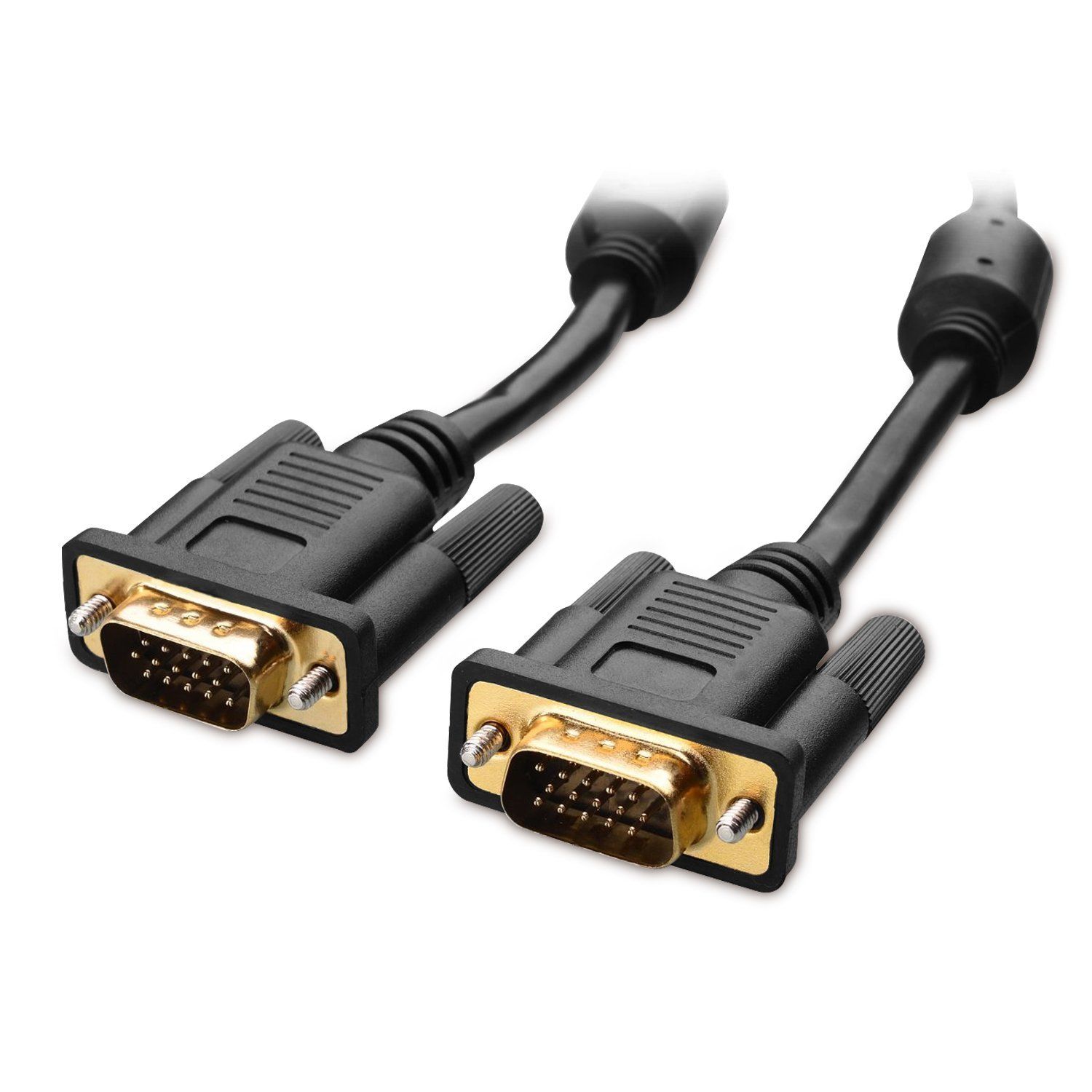 VGA SVGA HD15 Male to Male Video Coaxial Monitor Cable with Ferrite Cores Gold Plated Compatible for Projectors, Hdtvs, Displays