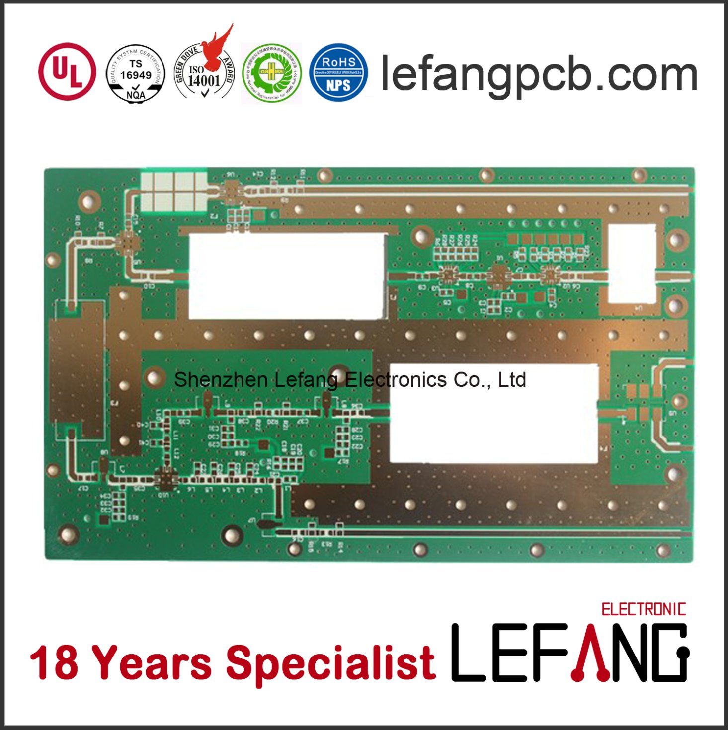 Rogers 2.0mm 3 Oz Immersion Gold Heavy Copper PCB Printed Circuit Board