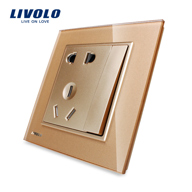 Livolo UK Five Pins 16A Socket with 1gang 2way Switch Vl-W2z1ds-11/12/13