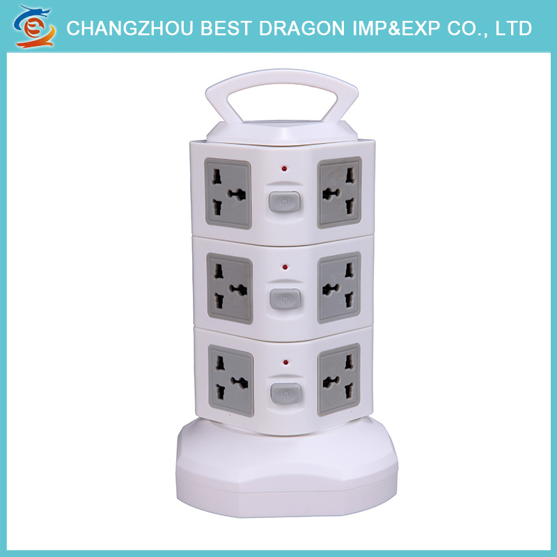 2m Three-Layer Vertical Retractable Power Strip Switch Socket