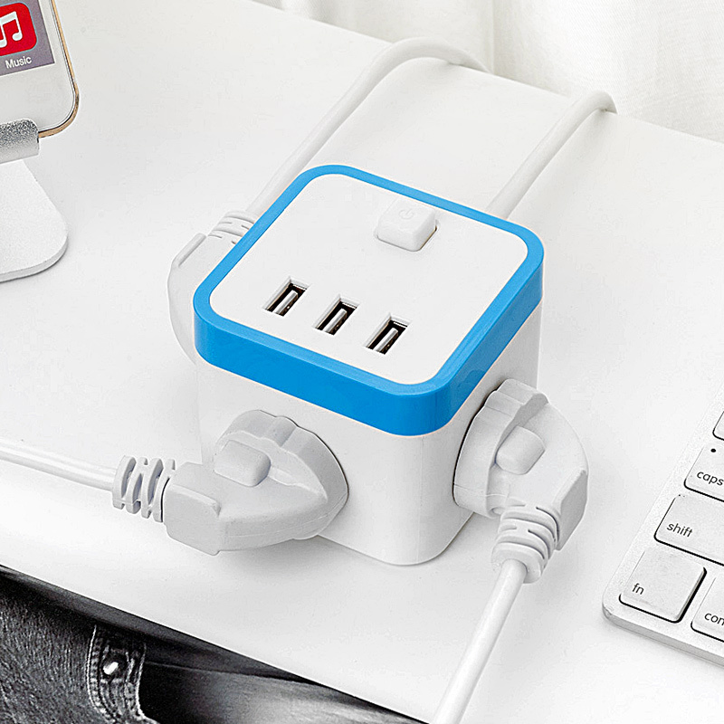 Cube Multi Socket with USB Port Power 5m Cable