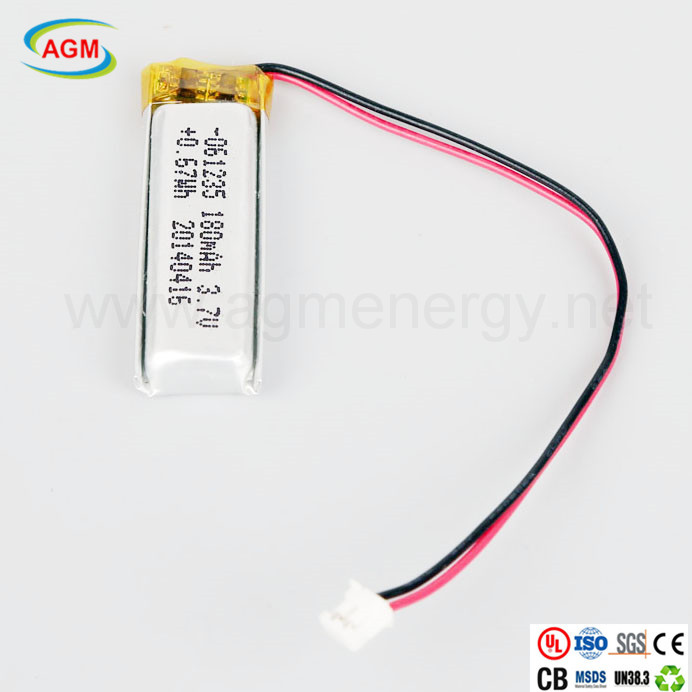 Rechargeable 061235 180mAh 3.7V Lithium Polymer Battery