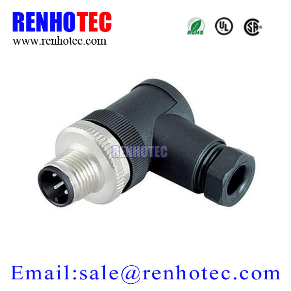 IP67 Right Angle Male M12 Cable Connector for Automation