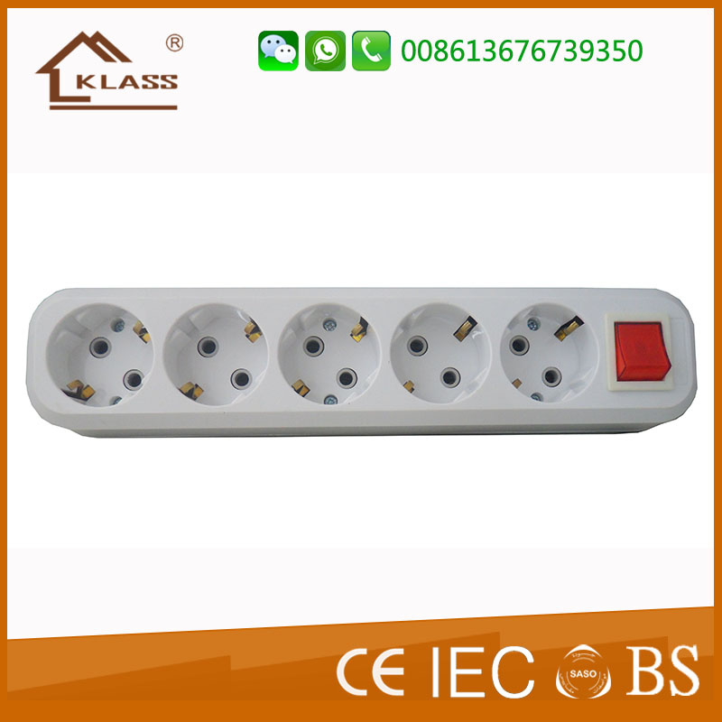 5-Way Extension Euro Socket with/Without Cord and Switch