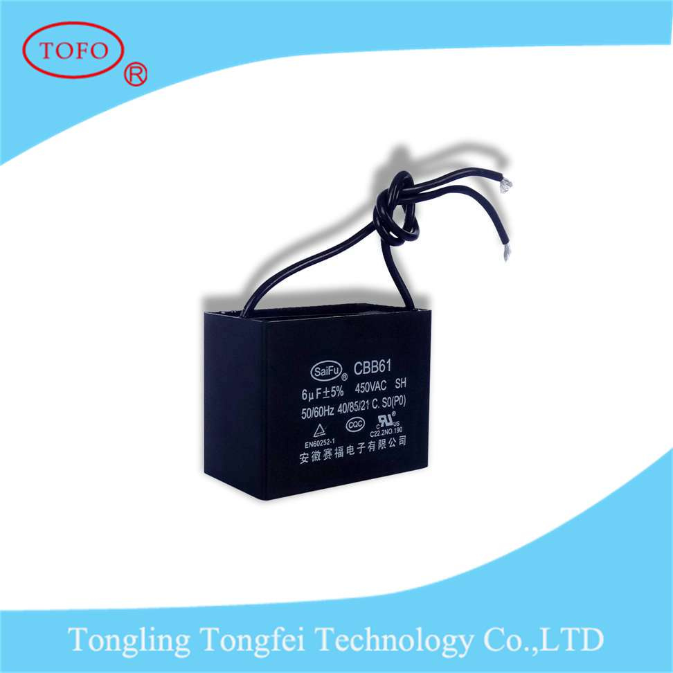 Polypropylene Film CBB61 Capacitor Fan Capacitor