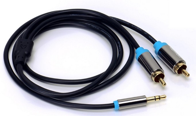 DC 3.5mm to 2RCA AV Cable with Metal Shell