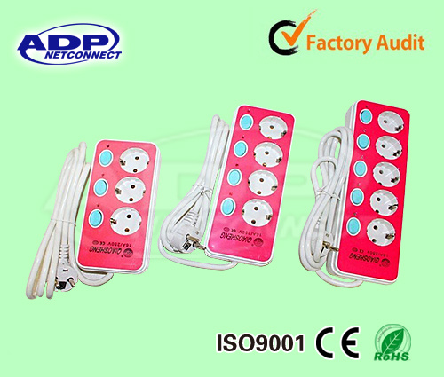 2 Pin 3/4/5 Ways European Style Extension Socket with Dependent Switch